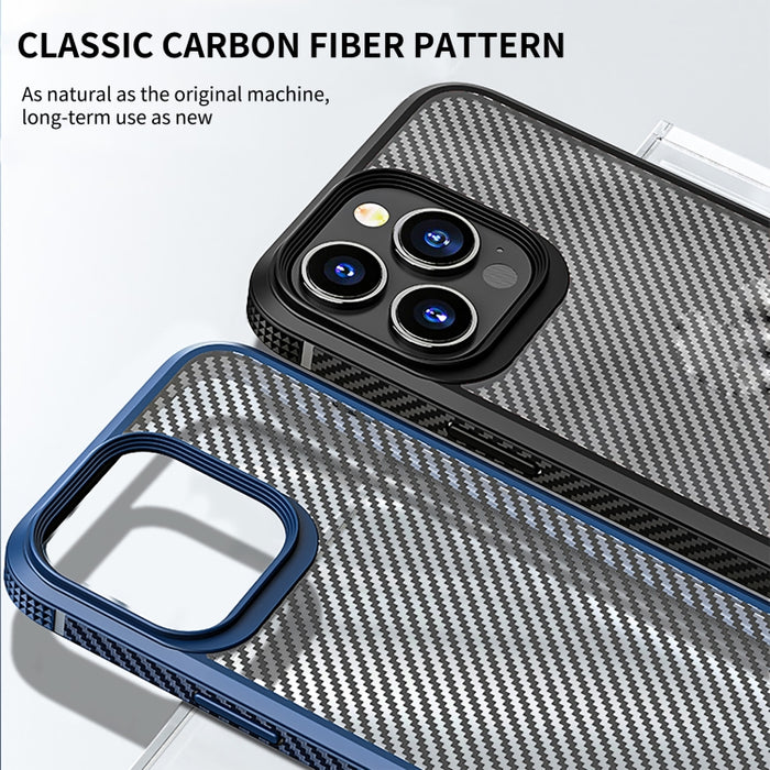 Funda protectora para teléfono iPAKY con textura de fibra de carbono a prueba de golpes PC + TPU