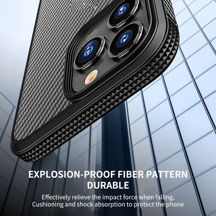 Funda protectora para teléfono iPAKY con textura de fibra de carbono a prueba de golpes PC + TPU