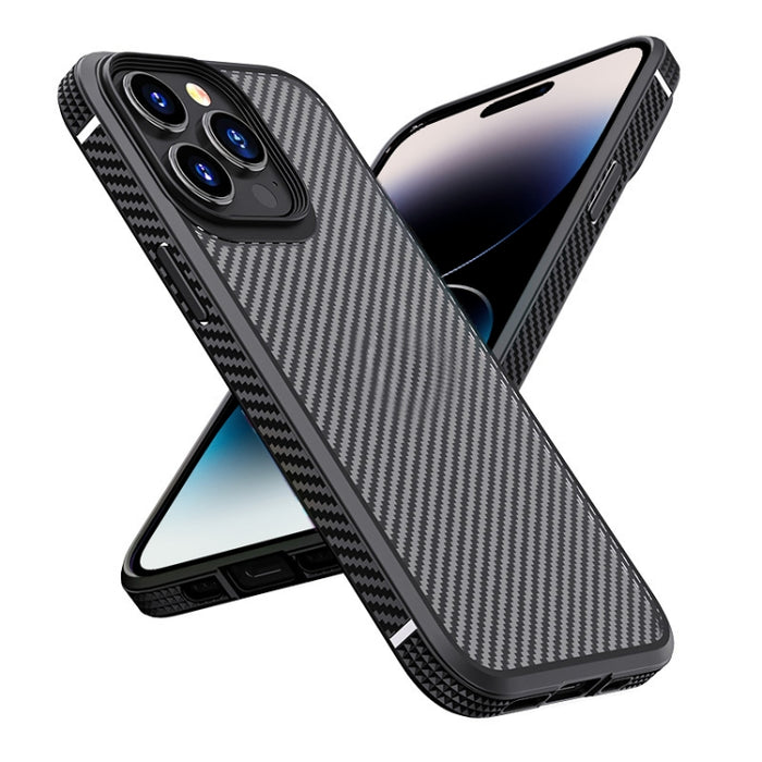 Funda protectora para teléfono iPAKY con textura de fibra de carbono a prueba de golpes PC + TPU