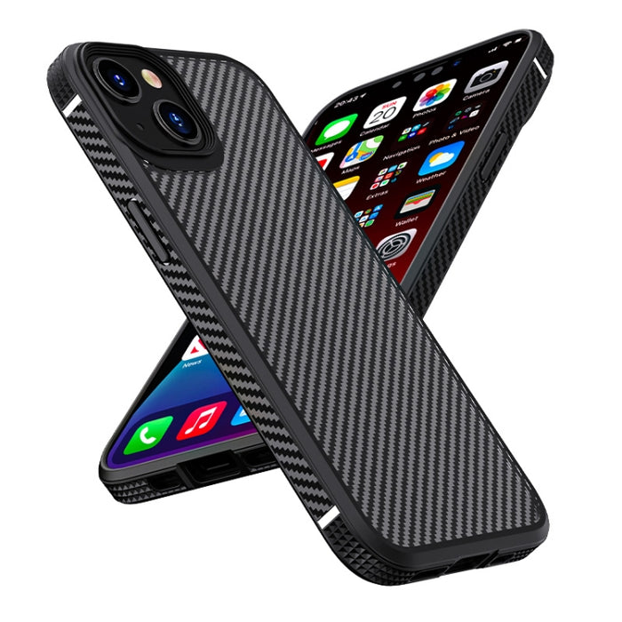 Funda protectora para teléfono iPAKY con textura de fibra de carbono a prueba de golpes PC + TPU