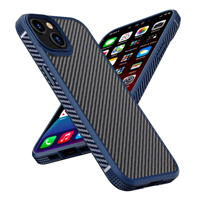 Funda protectora para teléfono iPAKY con textura de fibra de carbono a prueba de golpes PC + TPU