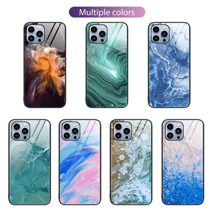Estuche protector de teléfono de vidrio con patrón de mármol