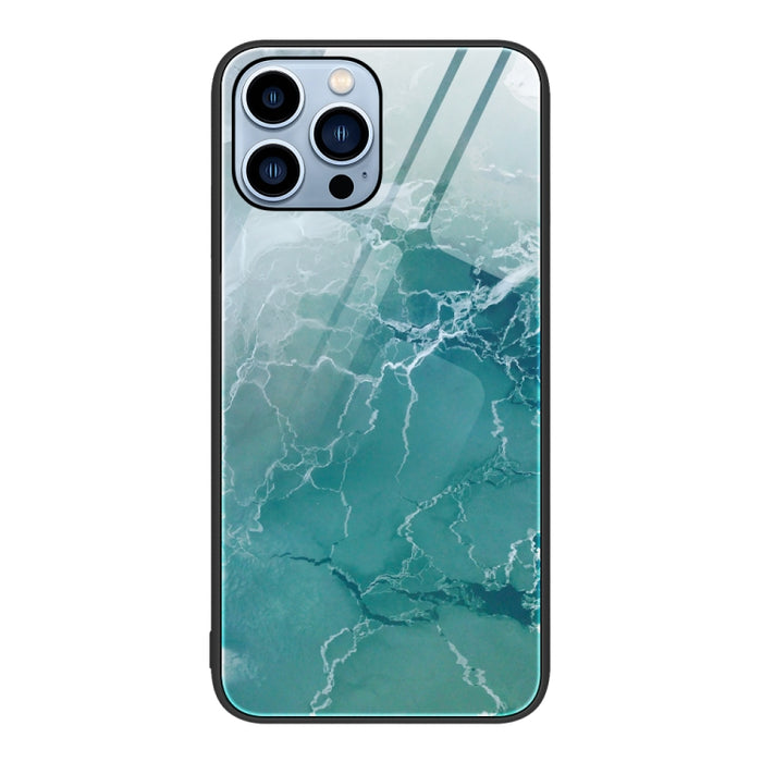 Estuche protector de teléfono de vidrio con patrón de mármol