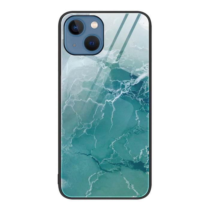 Estuche protector de teléfono de vidrio con patrón de mármol