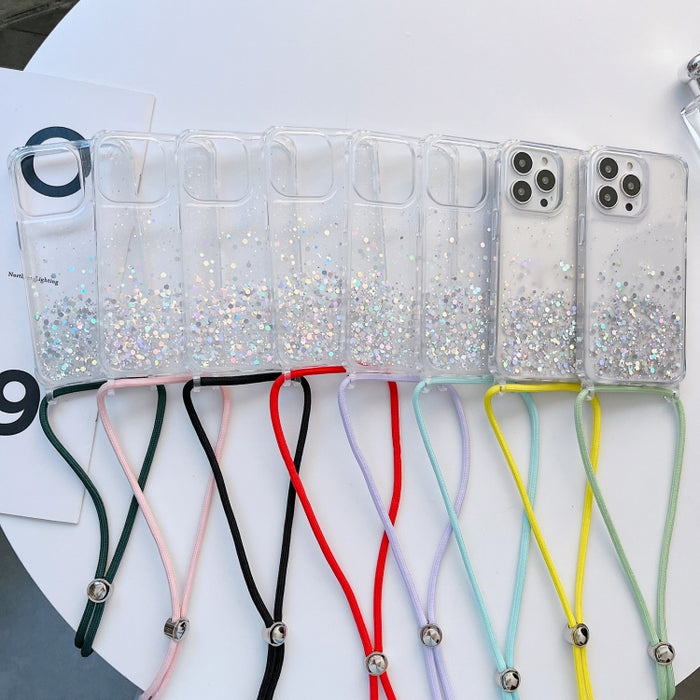 Estuche para teléfono transparente con epoxi brillante con cordón