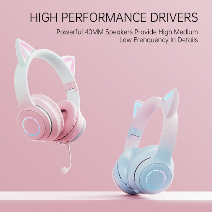 BT029C RGB Modos duales Oreja de gato Auriculares inalámbricos Bluetooth