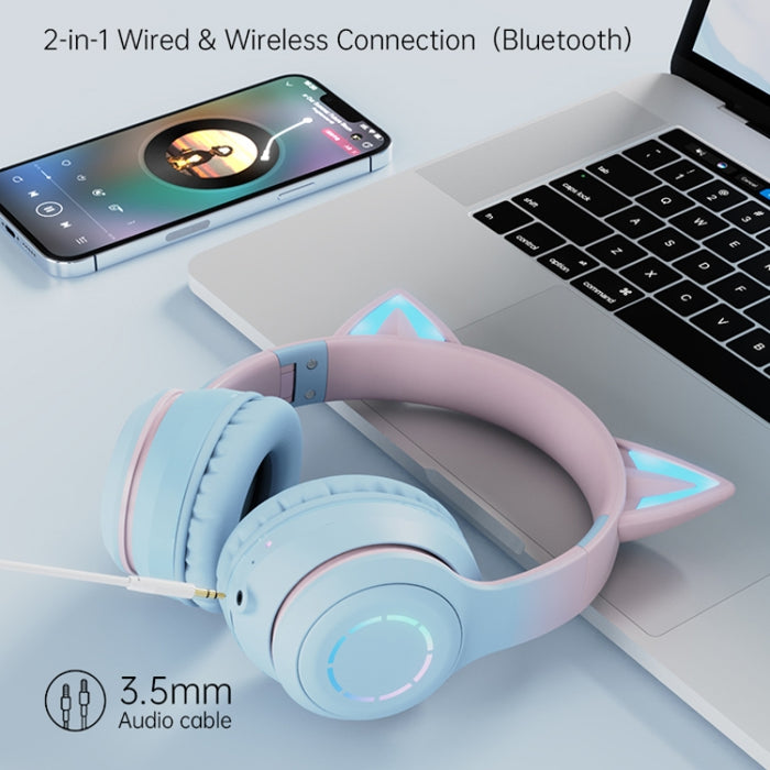 BT029C RGB Modos duales Oreja de gato Auriculares inalámbricos Bluetooth