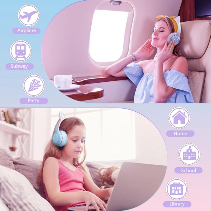 BT029C RGB Modos duales Oreja de gato Auriculares inalámbricos Bluetooth
