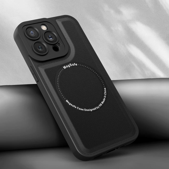 Estuche para teléfono de cuero liso magnético Magsafe