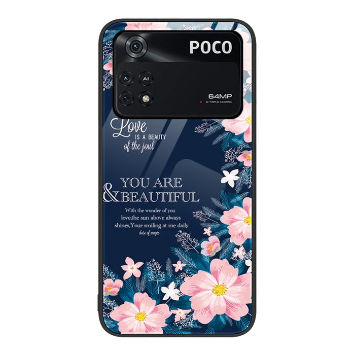 Caja de teléfono de vidrio pintado colorido, For Xiaomi Poco M4 Pro