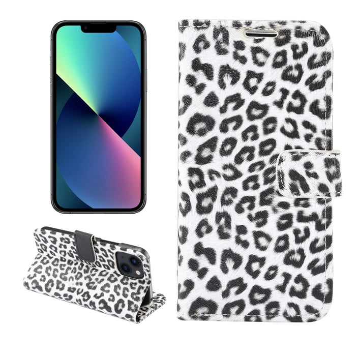 Estuche para teléfono de cuero con tapa horizontal con estampado de leopardo