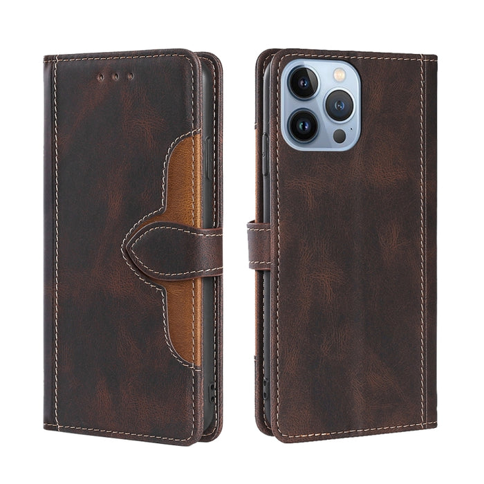 Estuche para teléfono de cuero con hebilla magnética y sensación de piel