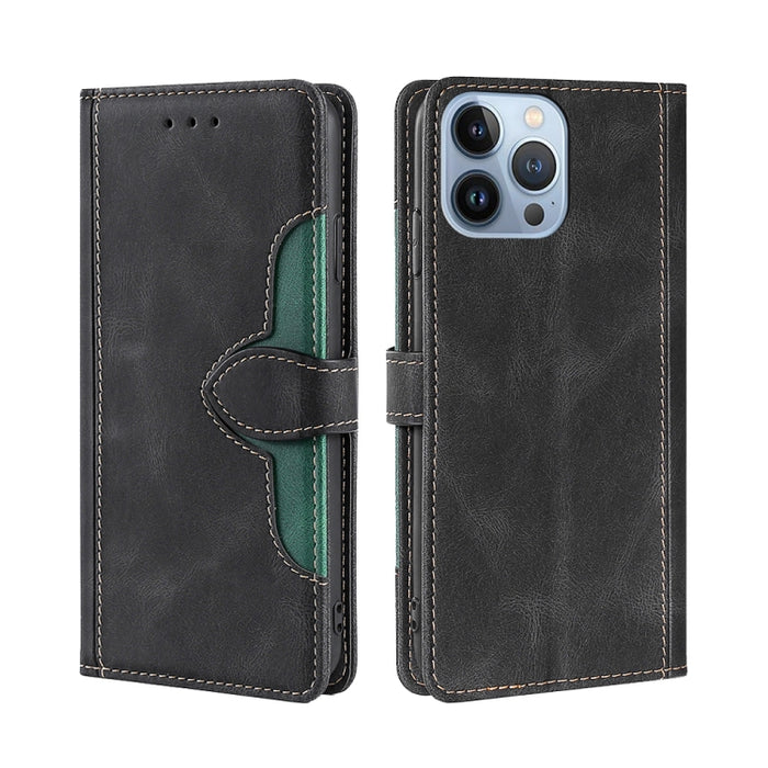 Estuche para teléfono de cuero con hebilla magnética y sensación de piel