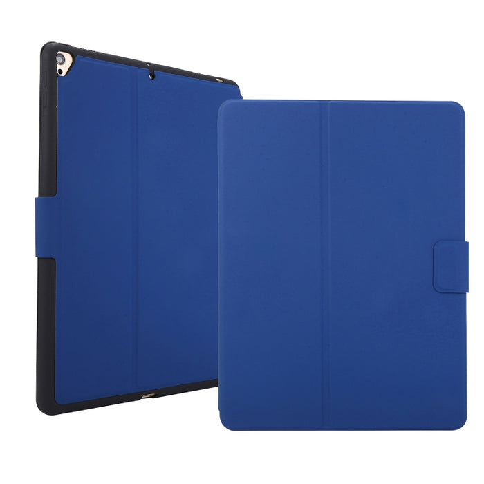 Estuche de cuero con tapa horizontal de textura prensada eléctrica con soporte y ranura para bolígrafo