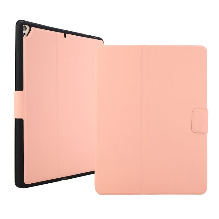 Estuche de cuero con tapa horizontal de textura prensada eléctrica con soporte y ranura para bolígrafo