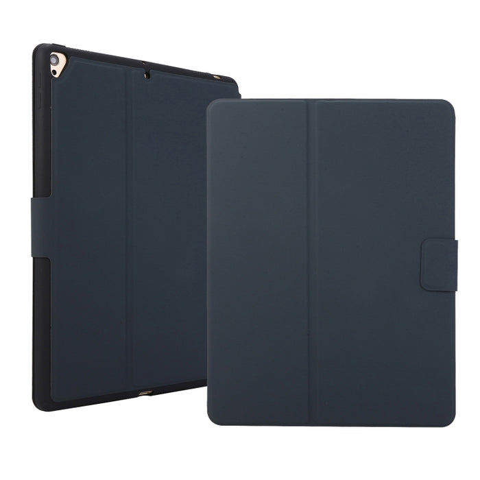 Estuche de cuero con tapa horizontal de textura prensada eléctrica con soporte y ranura para bolígrafo