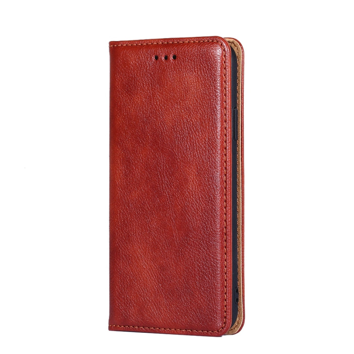 Estuche de teléfono de cuero magnético de color sólido de aceite brillante
