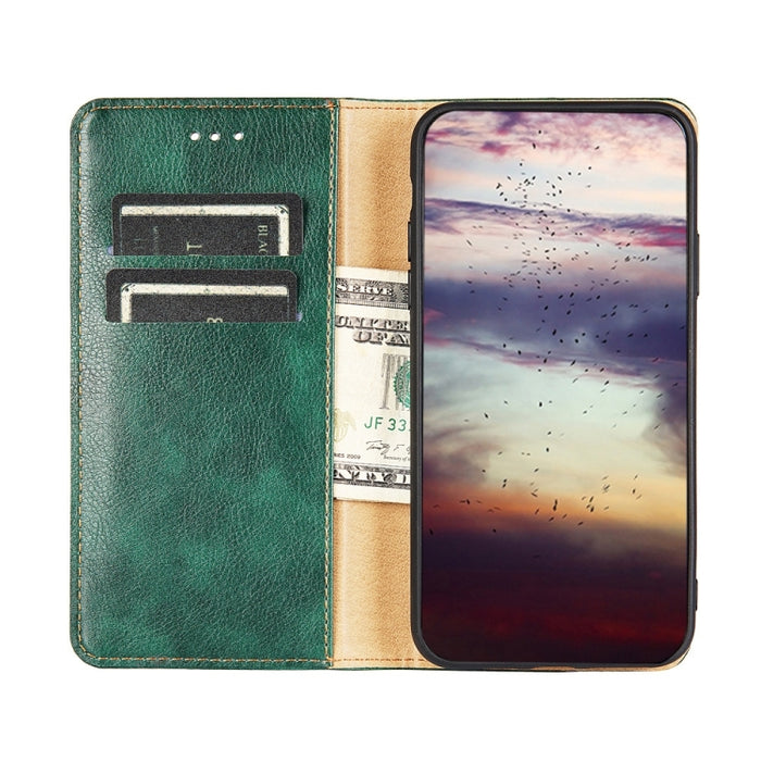 Estuche de teléfono de cuero magnético de color sólido de aceite brillante