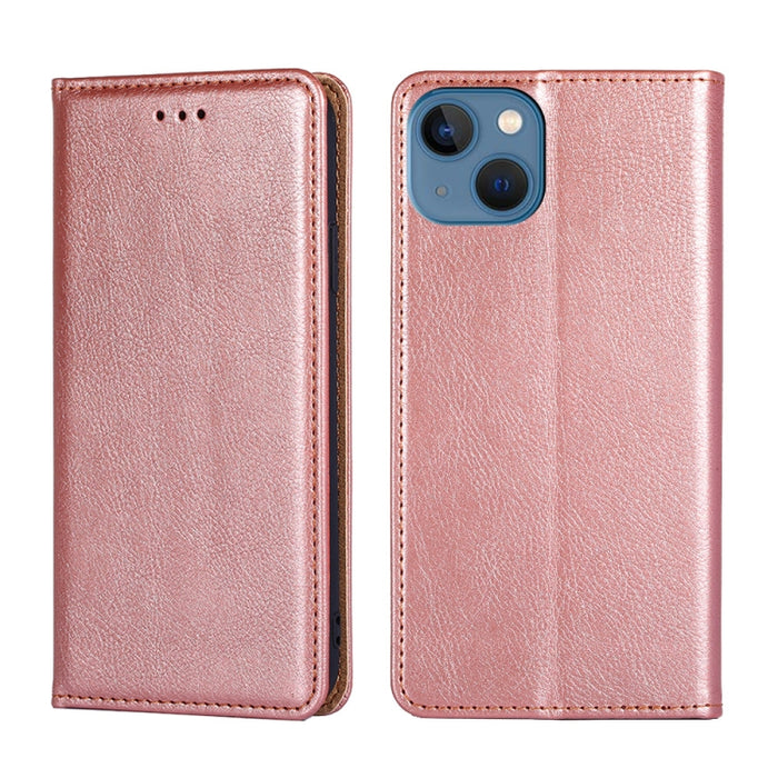 Estuche de teléfono de cuero magnético de color sólido de aceite brillante