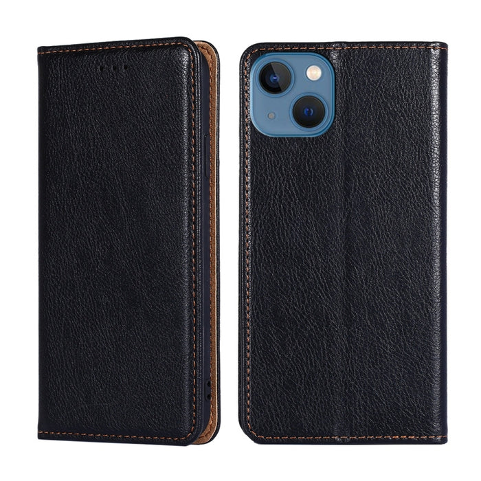 Estuche de teléfono de cuero magnético de color sólido de aceite brillante