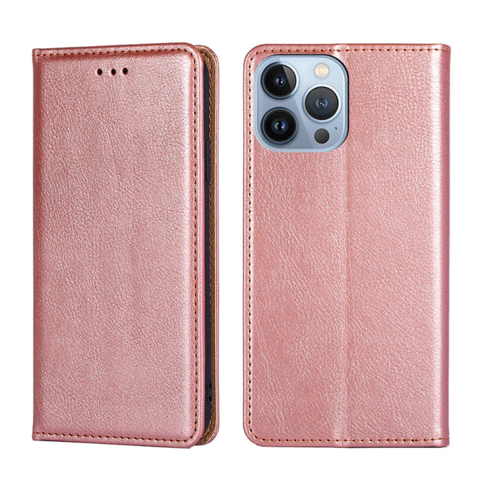 Estuche de teléfono de cuero magnético de color sólido de aceite brillante