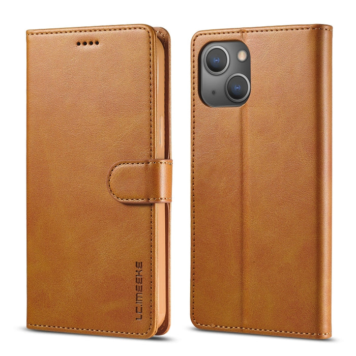 LC.IMEEKE Estuche de cuero con tapa horizontal y textura de becerro
