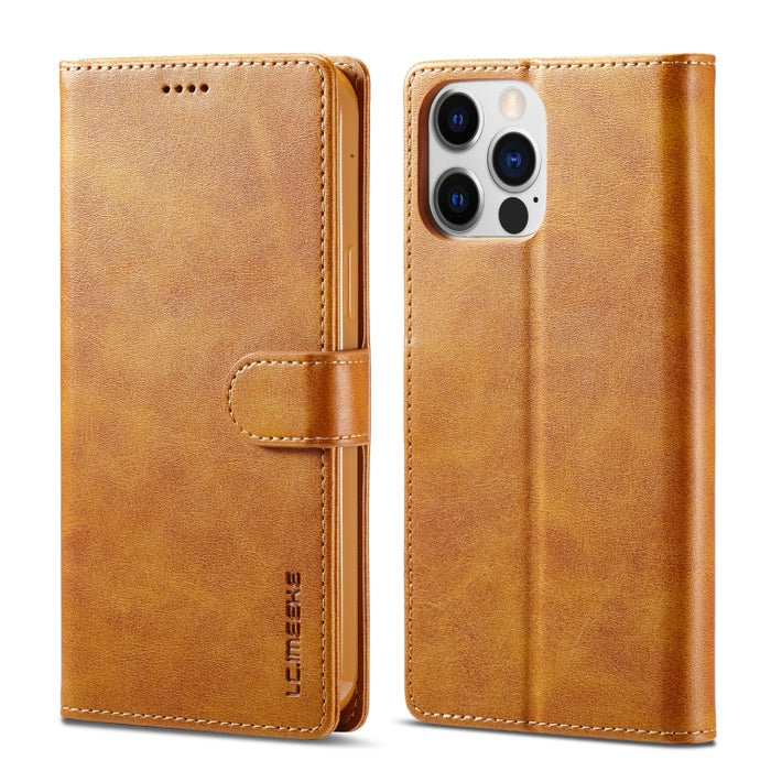 LC.IMEEKE Estuche de cuero con tapa horizontal y textura de becerro