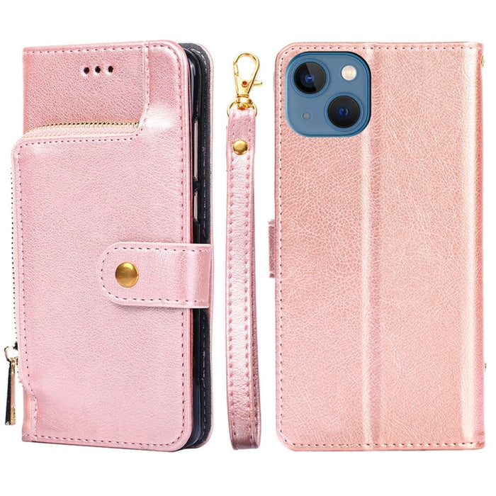 Funda de cuero con cremallera para teléfono