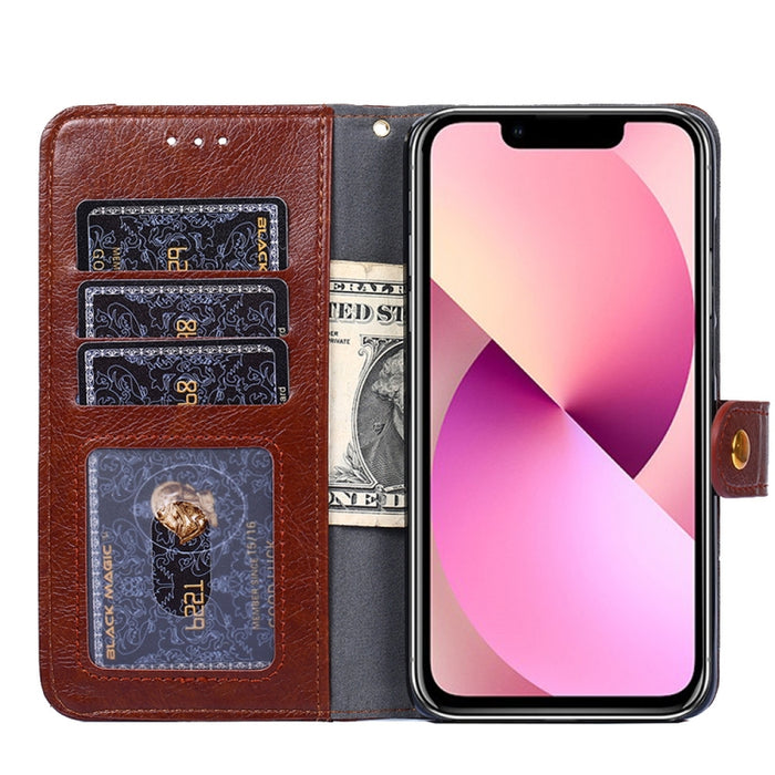Funda de cuero con cremallera para teléfono