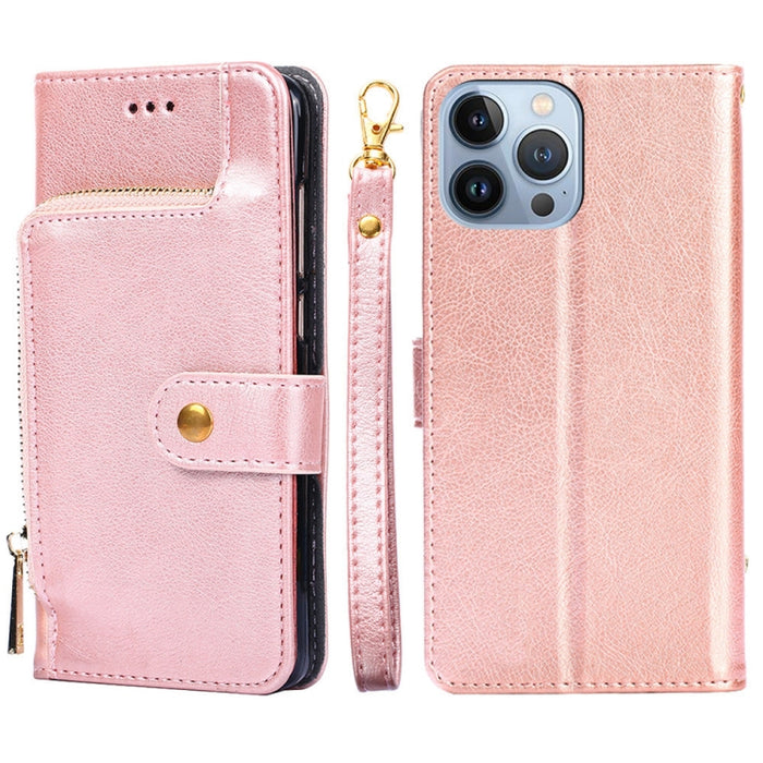Funda de cuero con cremallera para teléfono