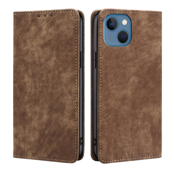 Estuche para teléfono de cuero magnético con cepillo antirrobo RFID