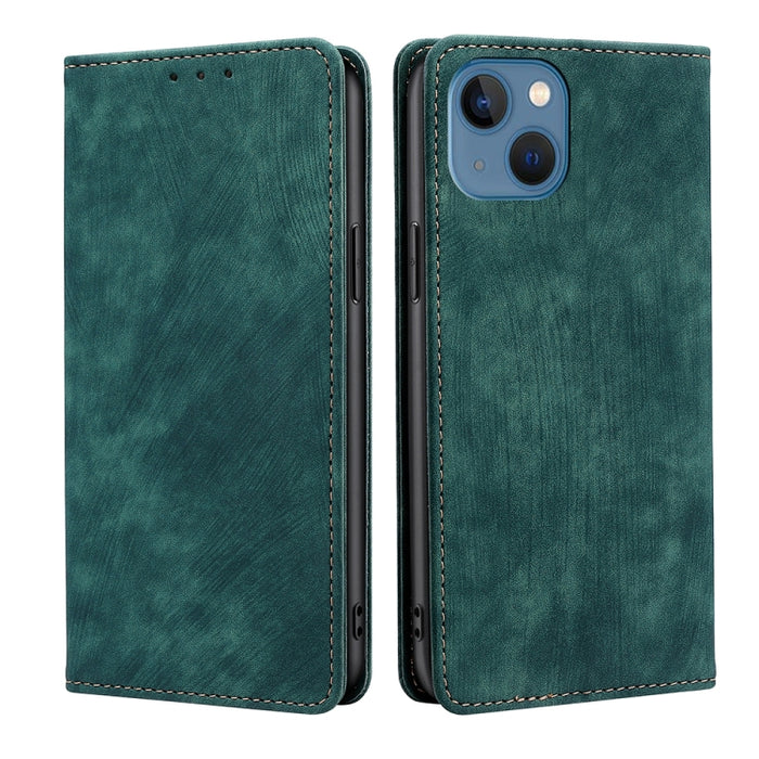 Estuche para teléfono de cuero magnético con cepillo antirrobo RFID