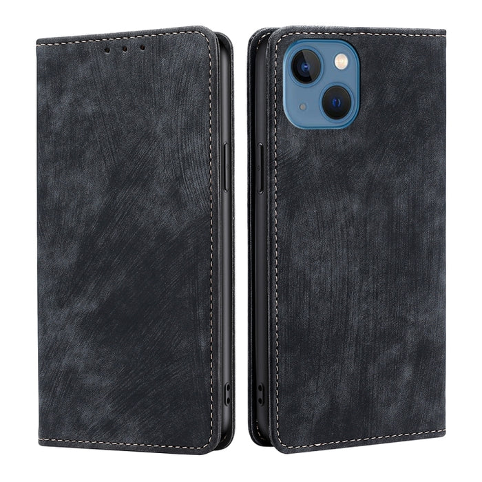 Estuche para teléfono de cuero magnético con cepillo antirrobo RFID