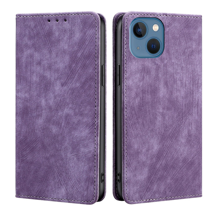 Estuche para teléfono de cuero magnético con cepillo antirrobo RFID