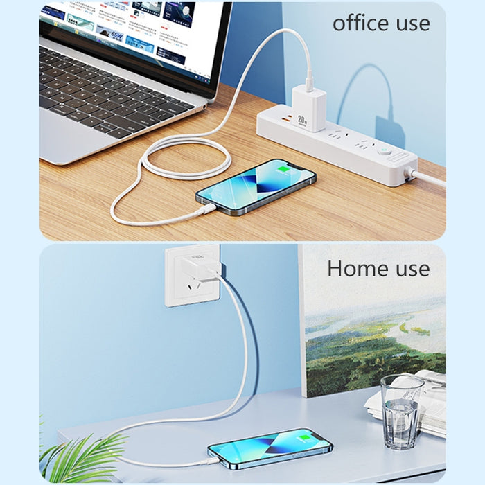 REMAX RP-U5 Extreme 2 Series 20W PD Cargador + 1m USB-C / Tipo-C a Juego de cables de datos de carga rápida de 8 pines