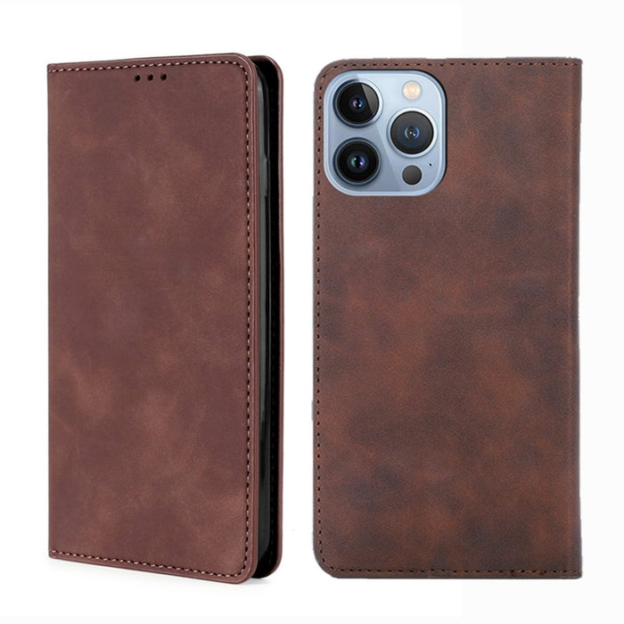 Estuche para teléfono de cuero magnético Skin Feel