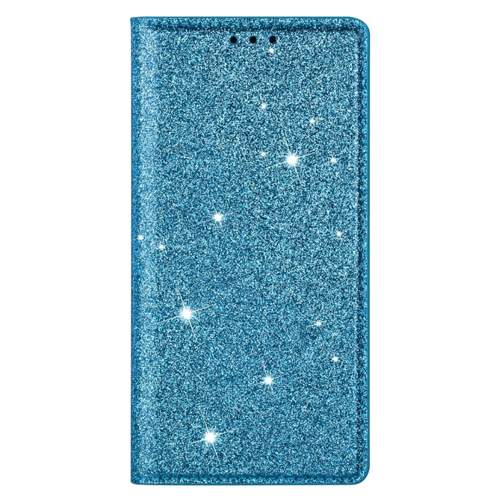 Estuche de cuero con tapa horizontal magnética con brillo ultrafino con soporte y ranuras para tarjetas