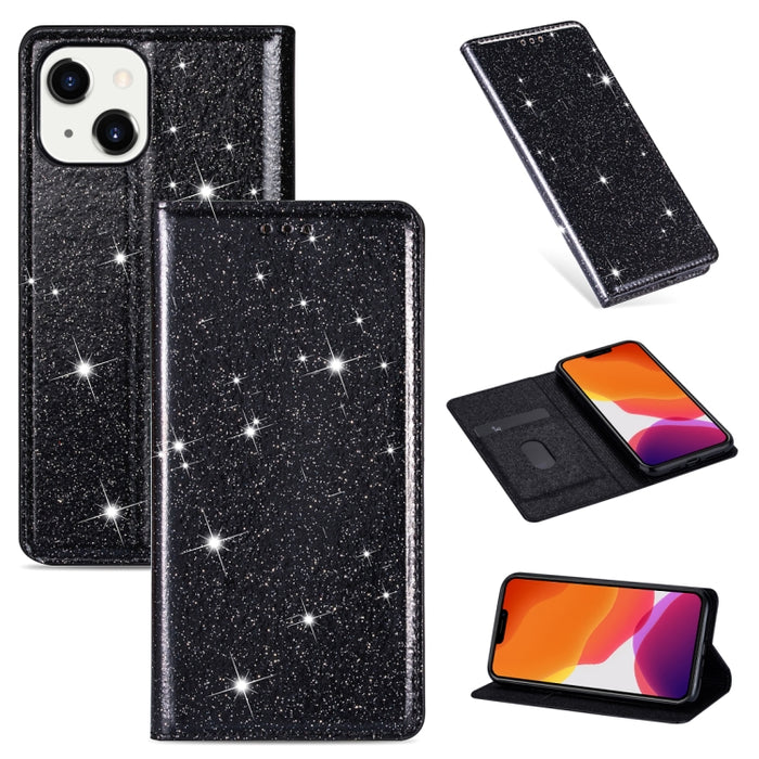 Estuche de cuero con tapa horizontal magnética con brillo ultrafino con soporte y ranuras para tarjetas