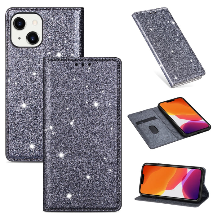 Estuche de cuero con tapa horizontal magnética con brillo ultrafino con soporte y ranuras para tarjetas