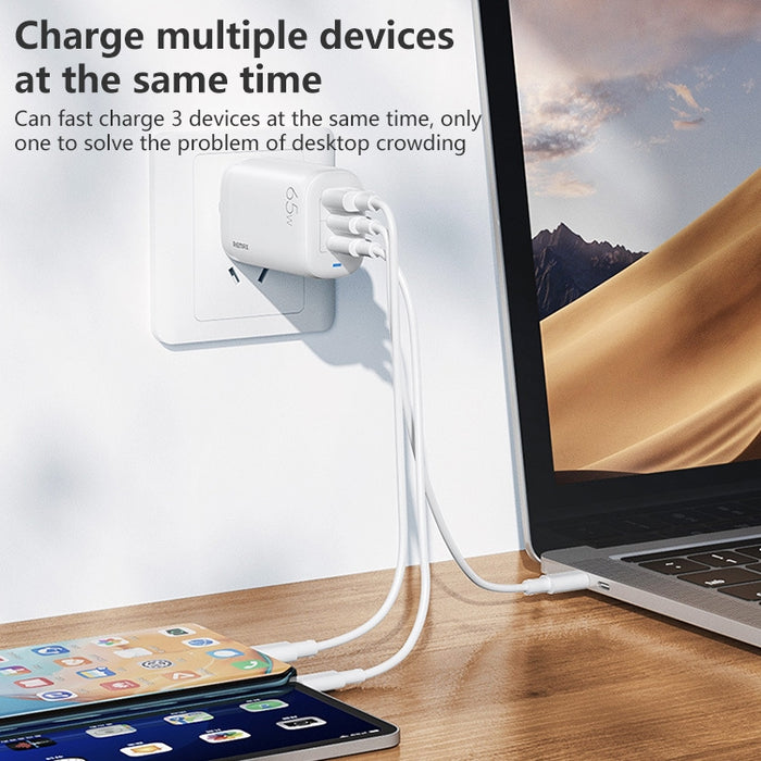 REMAX RP-U55 Territory Series 65W USB+Doble interfaz USB-C / Type-C Cargador rápido