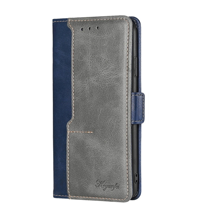 Estuche para teléfono de cuero con hebilla lateral en contraste de colores