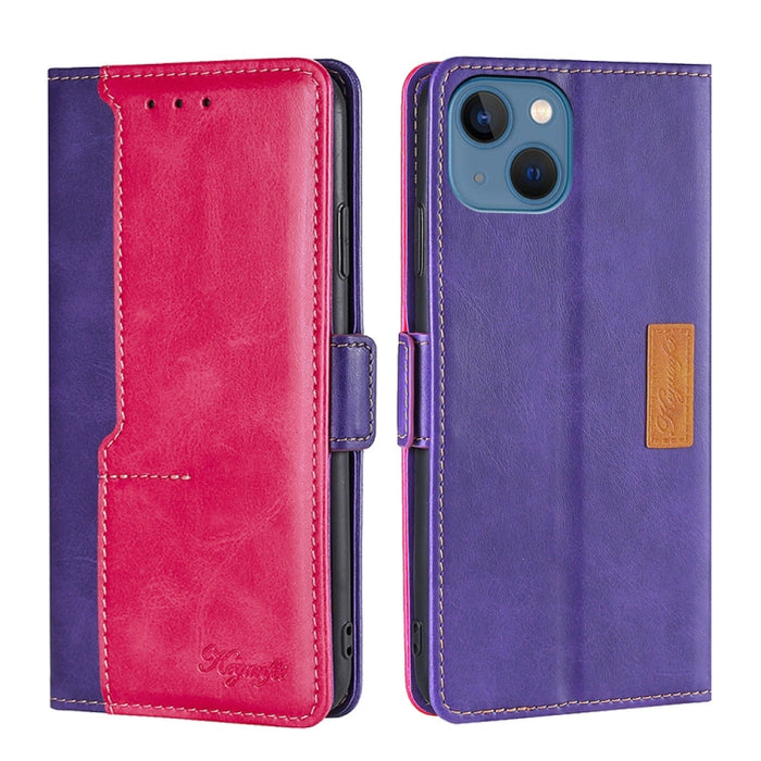 Estuche para teléfono de cuero con hebilla lateral en contraste de colores