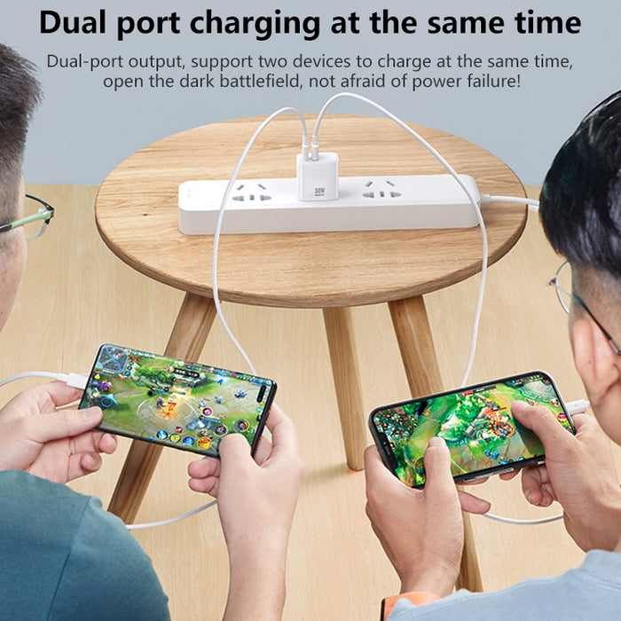 REMAX RP-U82 30W USB+USB-C/Tipo-C Cargador rápido de doble interfaz