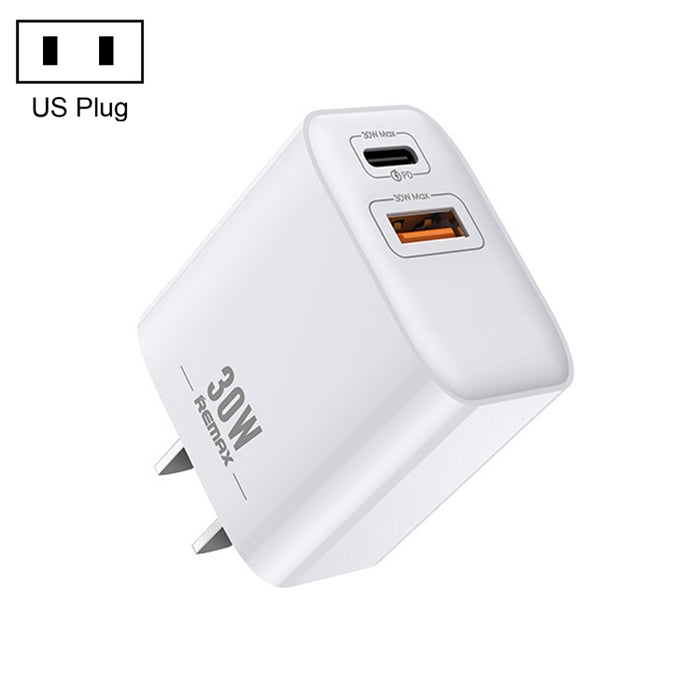 REMAX RP-U82 30W USB+USB-C/Tipo-C Cargador rápido de doble interfaz