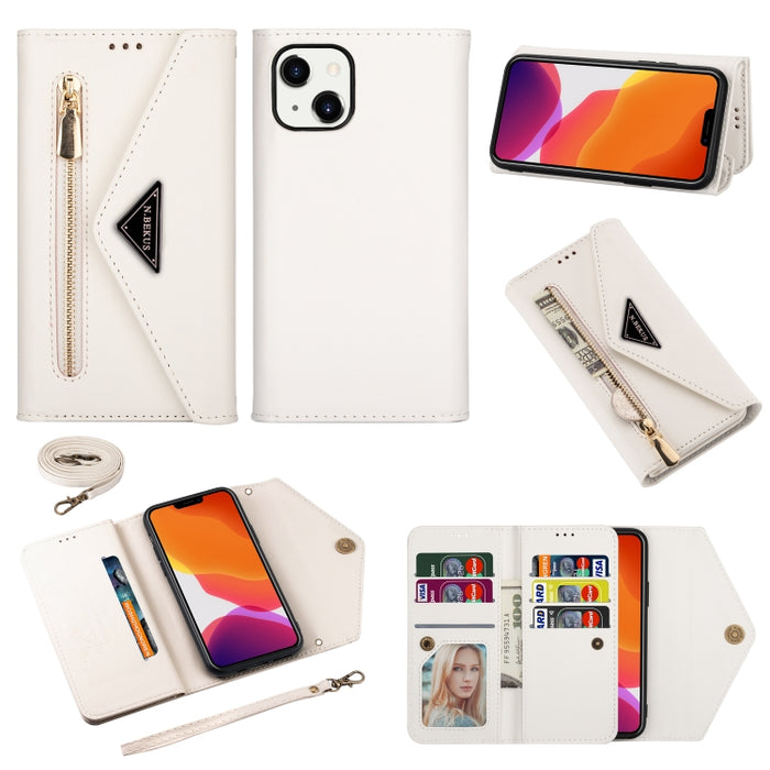 Estuche de cuero con tapa horizontal y cremallera Skin Feel