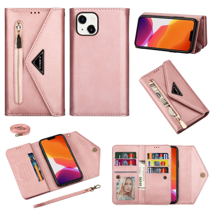 Estuche de cuero con tapa horizontal y cremallera Skin Feel