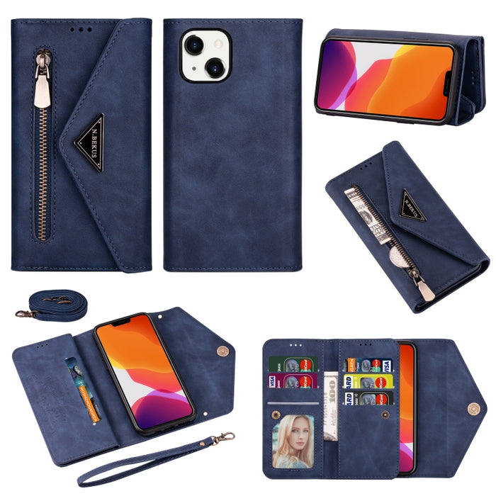 Estuche de cuero con tapa horizontal y cremallera Skin Feel