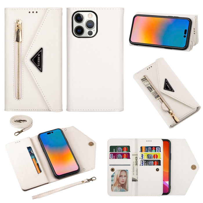 Estuche de cuero con tapa horizontal y cremallera Skin Feel