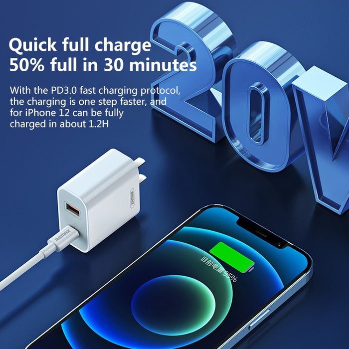 REMAX RP-U68 20W USB+USB-C/Type-C Juego de cargador rápido de doble interfaz