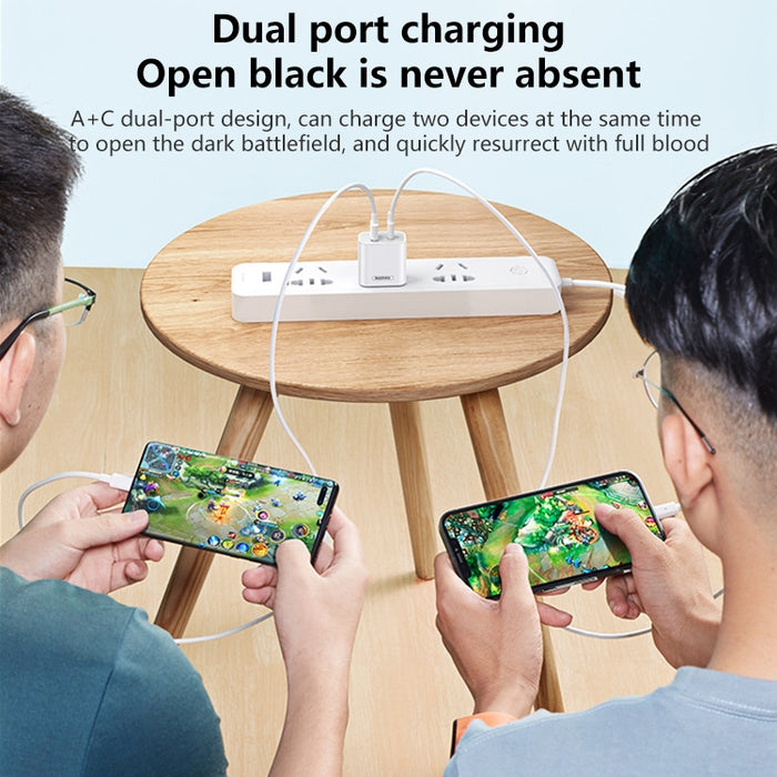 REMAX RP-U68 20W USB+USB-C/Type-C Juego de cargador rápido de doble interfaz